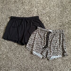 Black and Leopard Print Shorts Set
